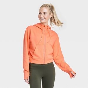 All In Motion Coral Ribbed Zip Up Hoodie